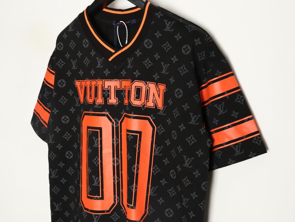 Louis Vuitton 00 Orange Letter Print Sleeve T-Shirt