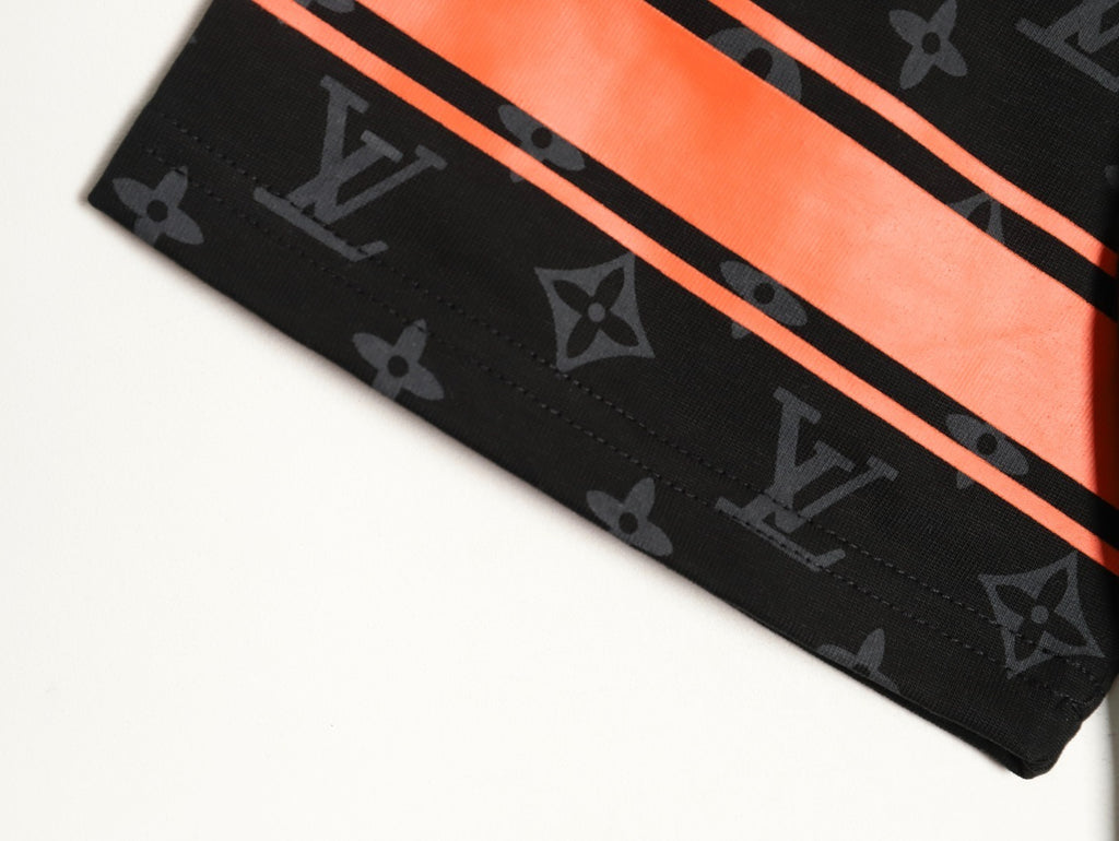 Louis Vuitton 00 Orange Letter Print Sleeve T-Shirt