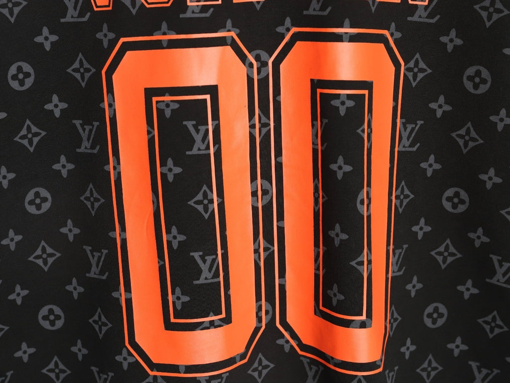 Louis Vuitton 00 Orange Letter Print Sleeve T-Shirt