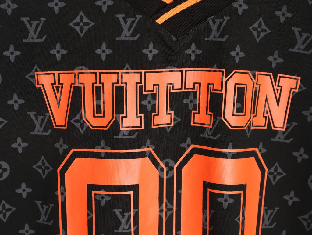 Louis Vuitton 00 Orange Letter Print Sleeve T-Shirt
