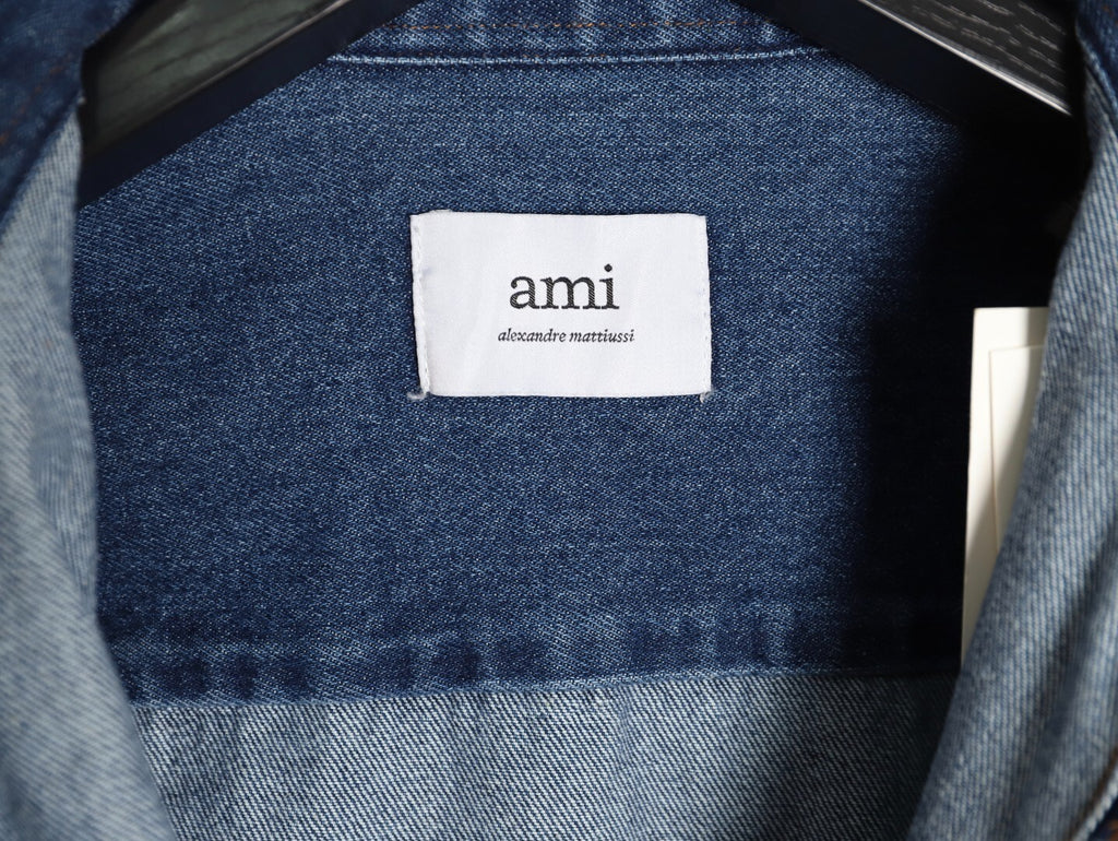 AMI Paris Heart Embroidered Denim Shirt