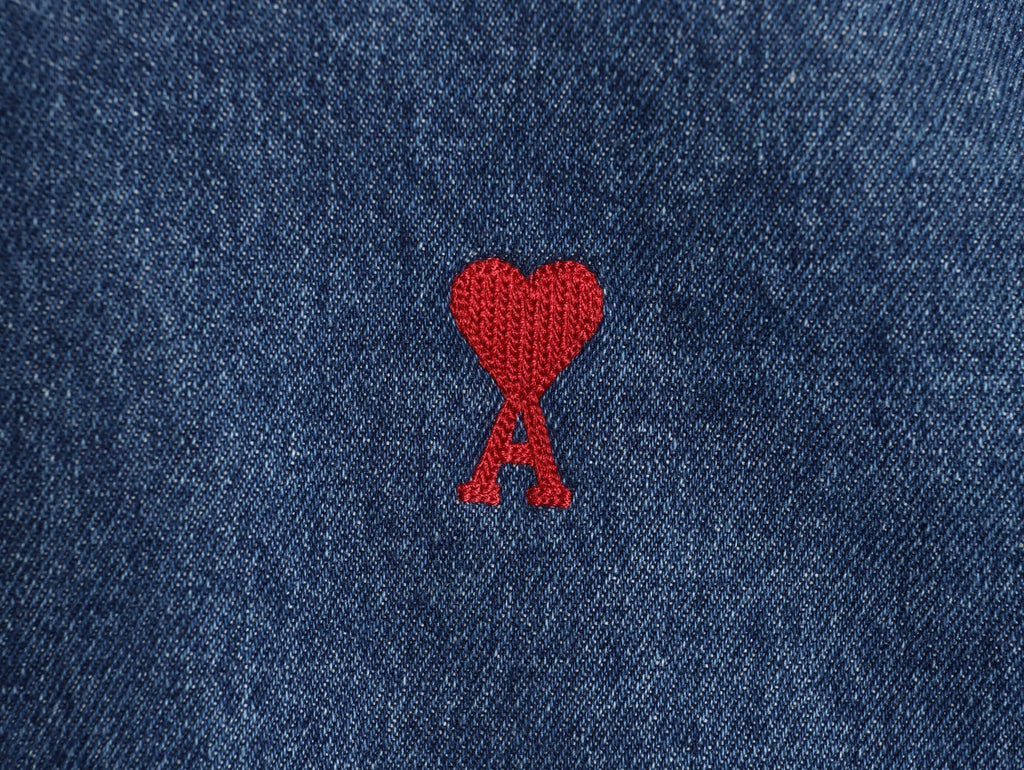 AMI Paris Heart Embroidered Denim Shirt