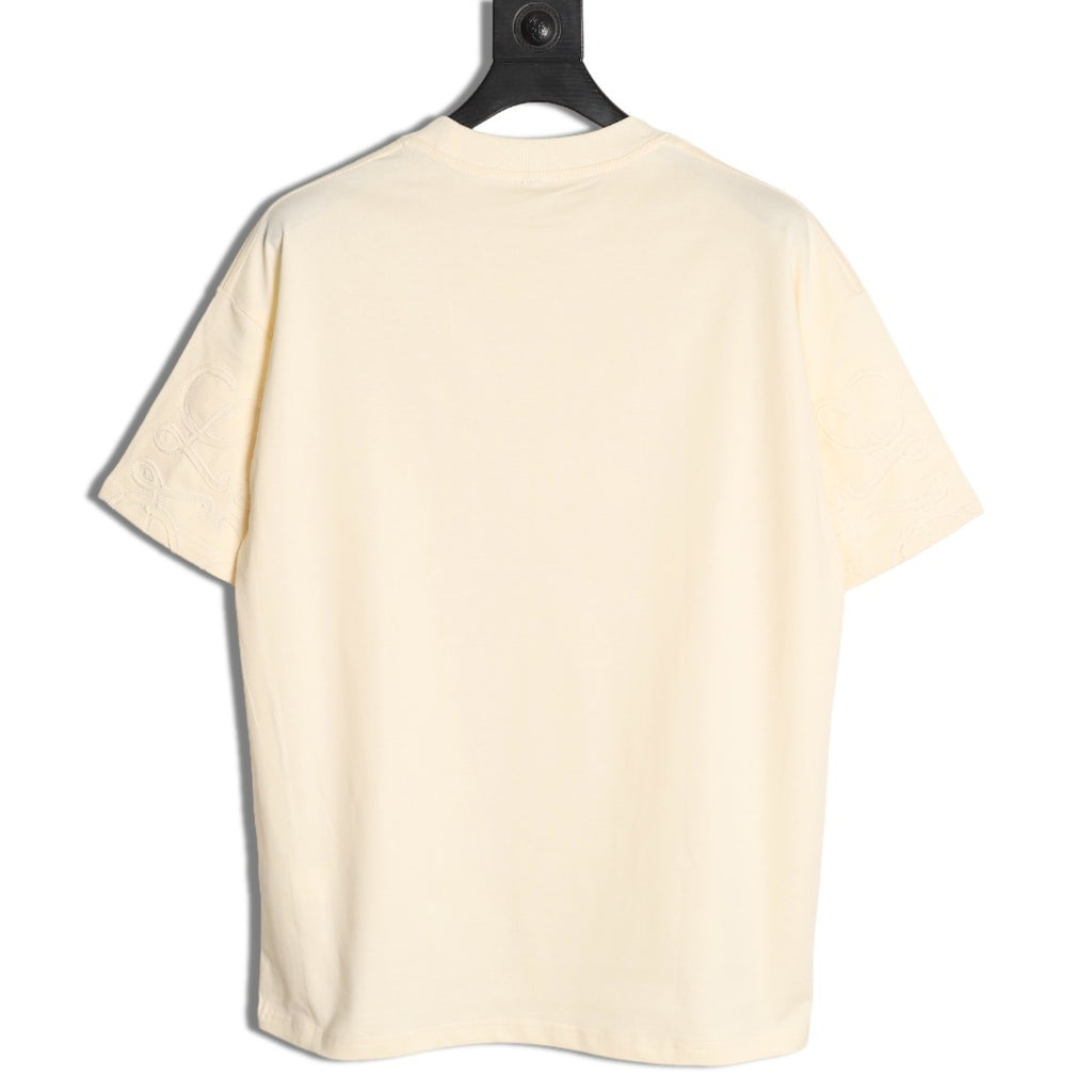 Loewe sleeved T-shirt with logo patchwork embroidery on the cuffs