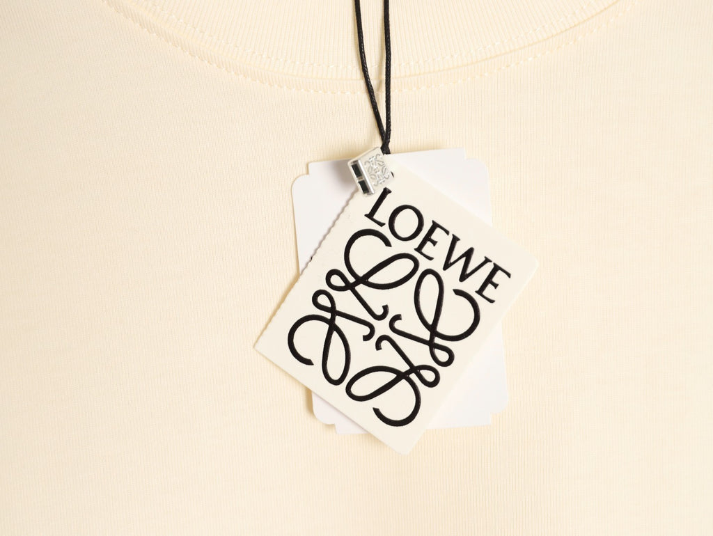 Loewe sleeved T-shirt with logo patchwork embroidery on the cuffs