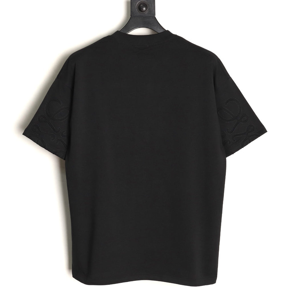 Loewe sleeved T-shirt with logo patchwork embroidery on the cuffs