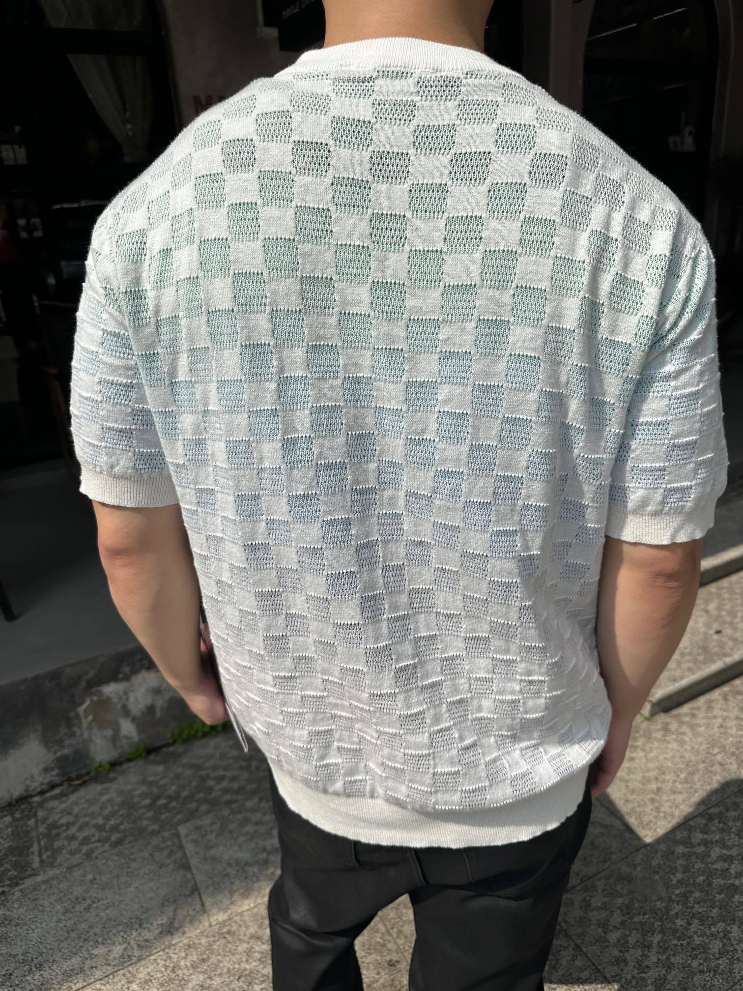 Louis Vuitton/LV checkered color gradient jacquard knit top