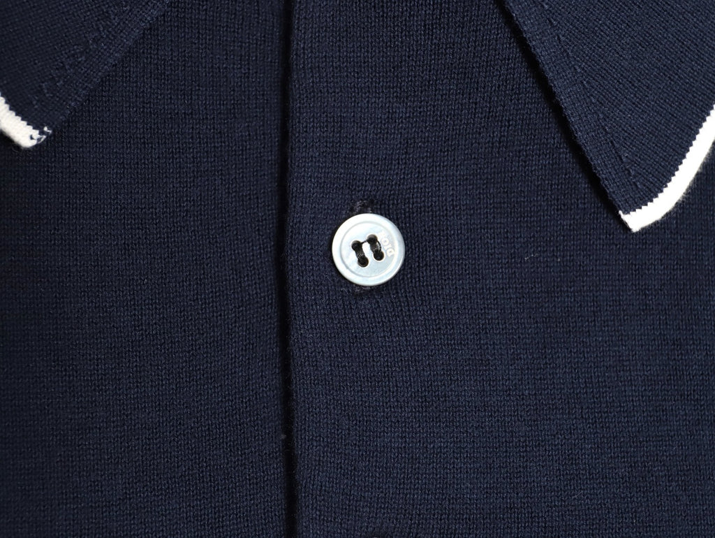 Dior Embroidered Logo Knit Polo Short-Sleeve