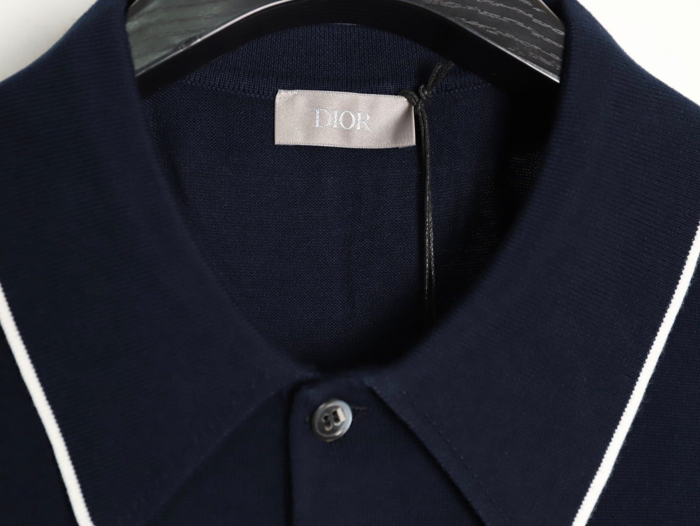 Dior Embroidered Logo Knit Polo Short-Sleeve