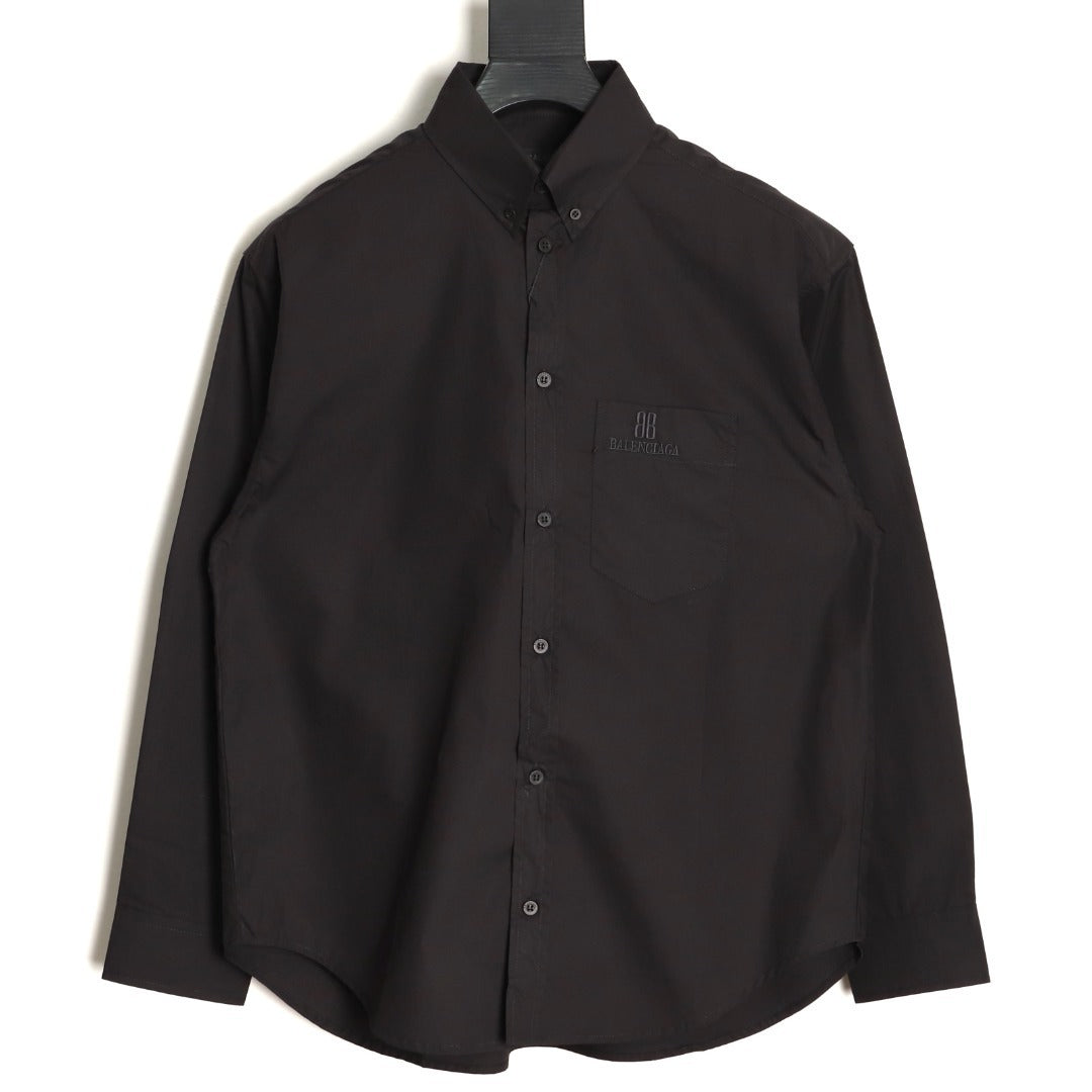 BALENCIAGA BB Embroidered Long-Sleeve Shirt