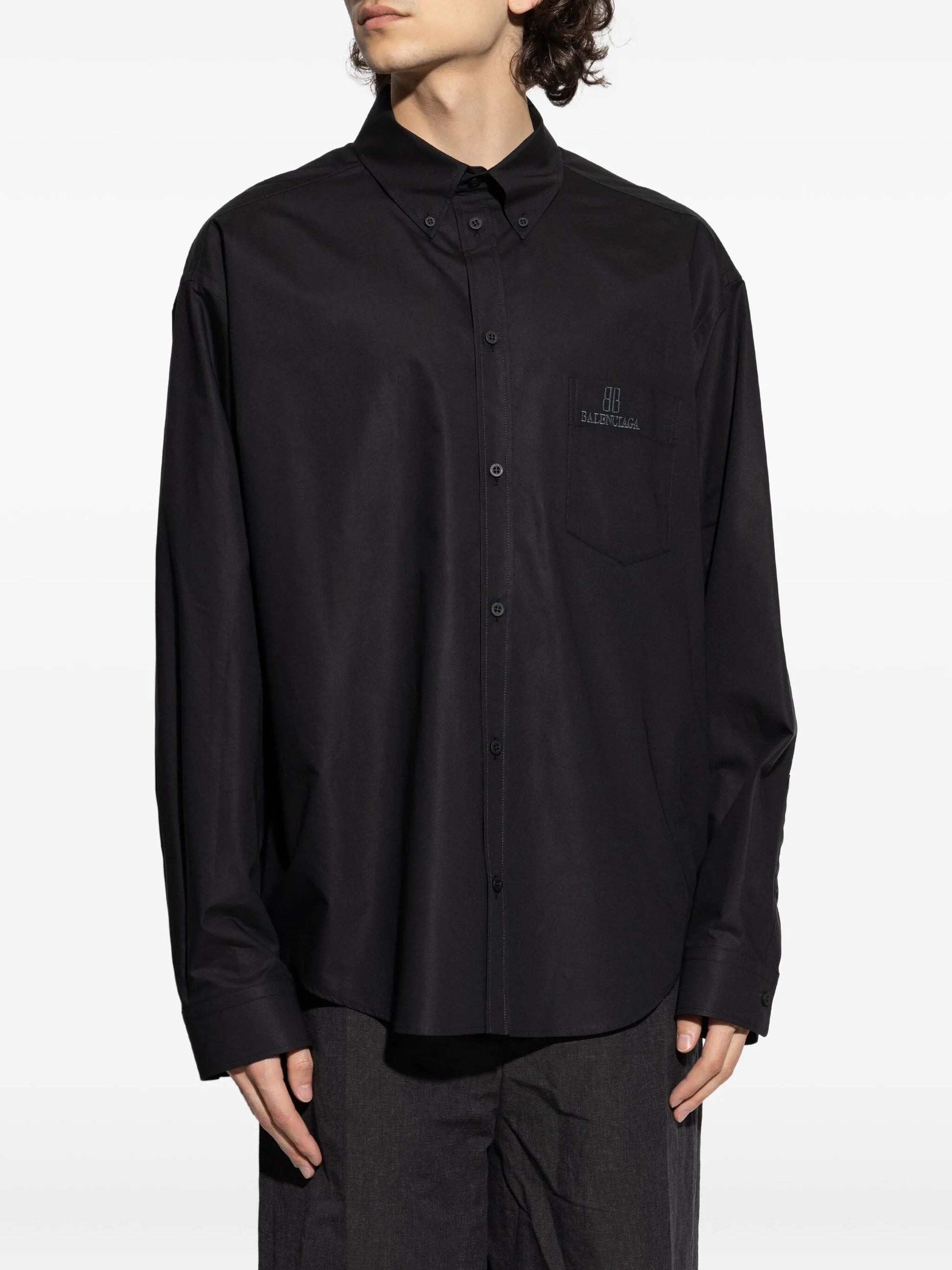 BALENCIAGA BB Embroidered Long-Sleeve Shirt