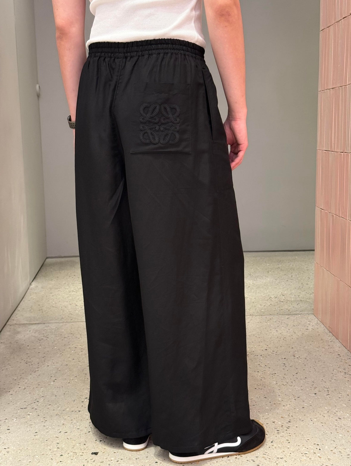 LOEWE Anagram embroidered linen trousers