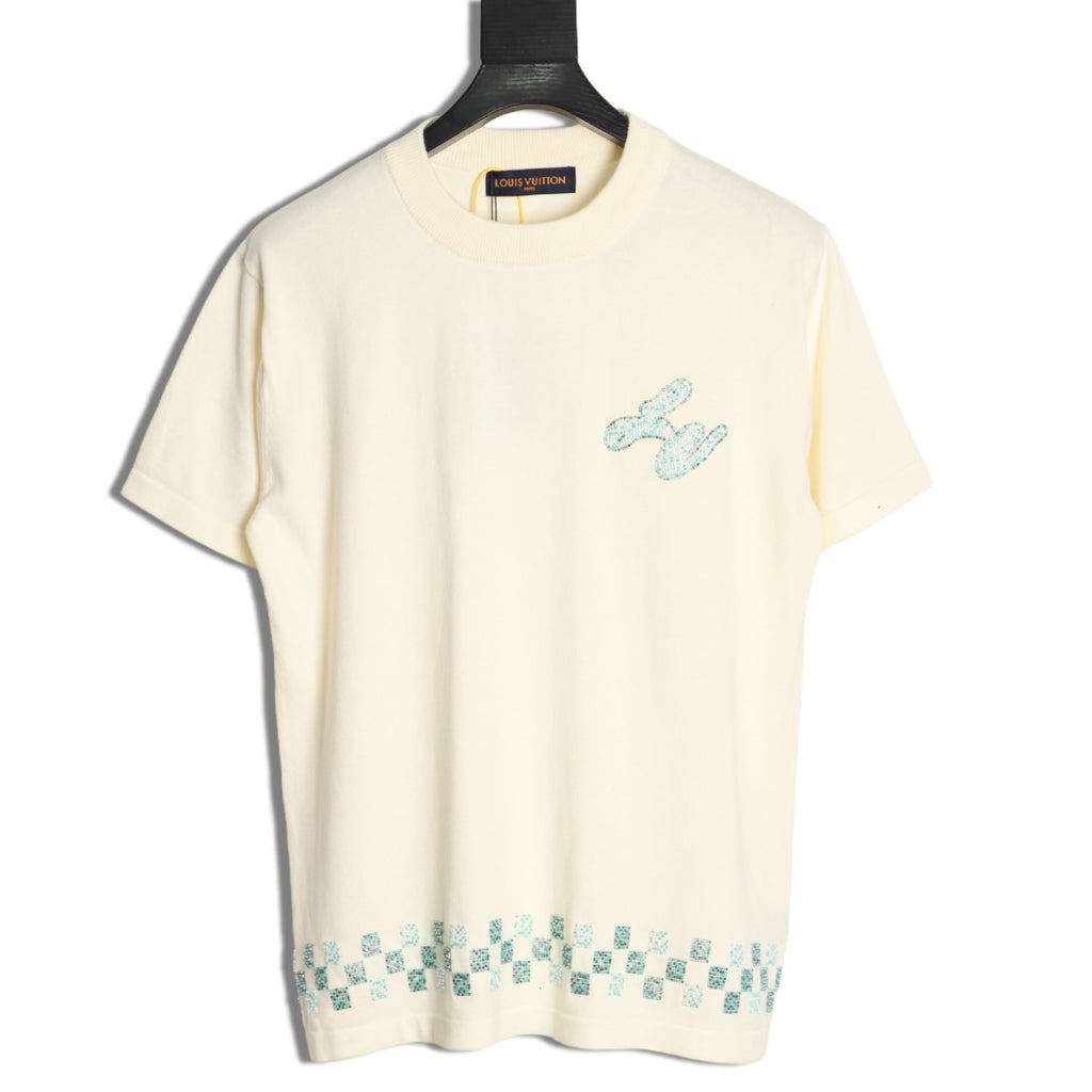 Louis Vuitton/LV Damier Check Embroidered Sweater Short Sleeve