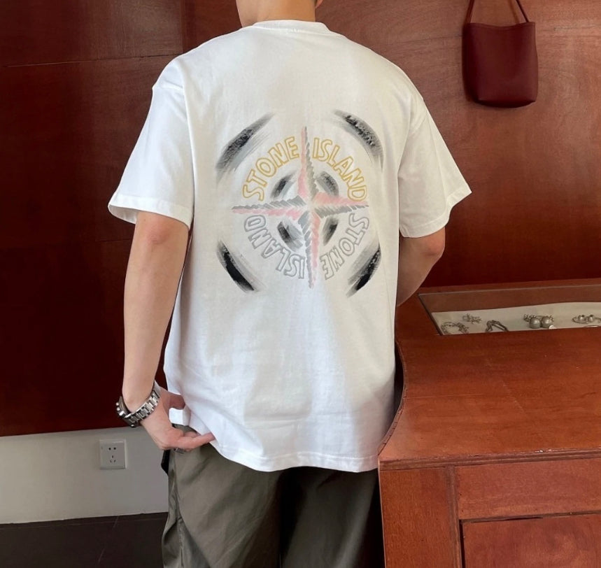 Stone Island front and back logo print short-sleeved shirt