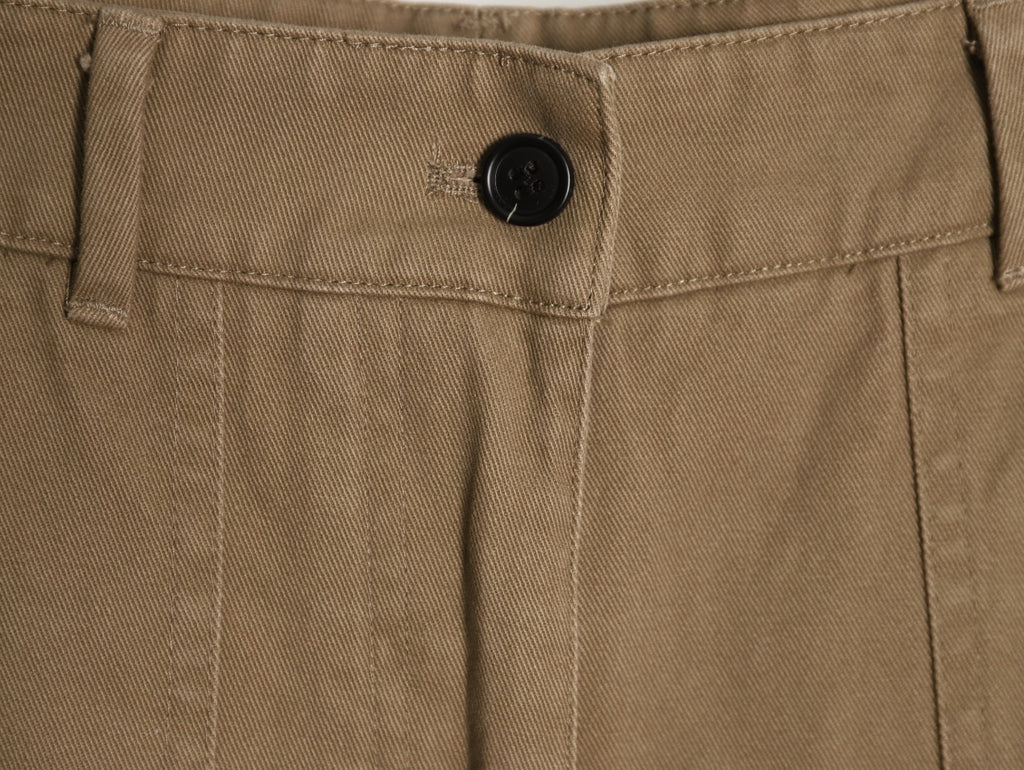 PRADA khaki zipper wide-leg twill trousers
