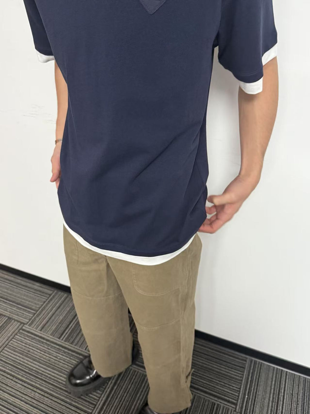 PRADA khaki zipper wide-leg twill trousers