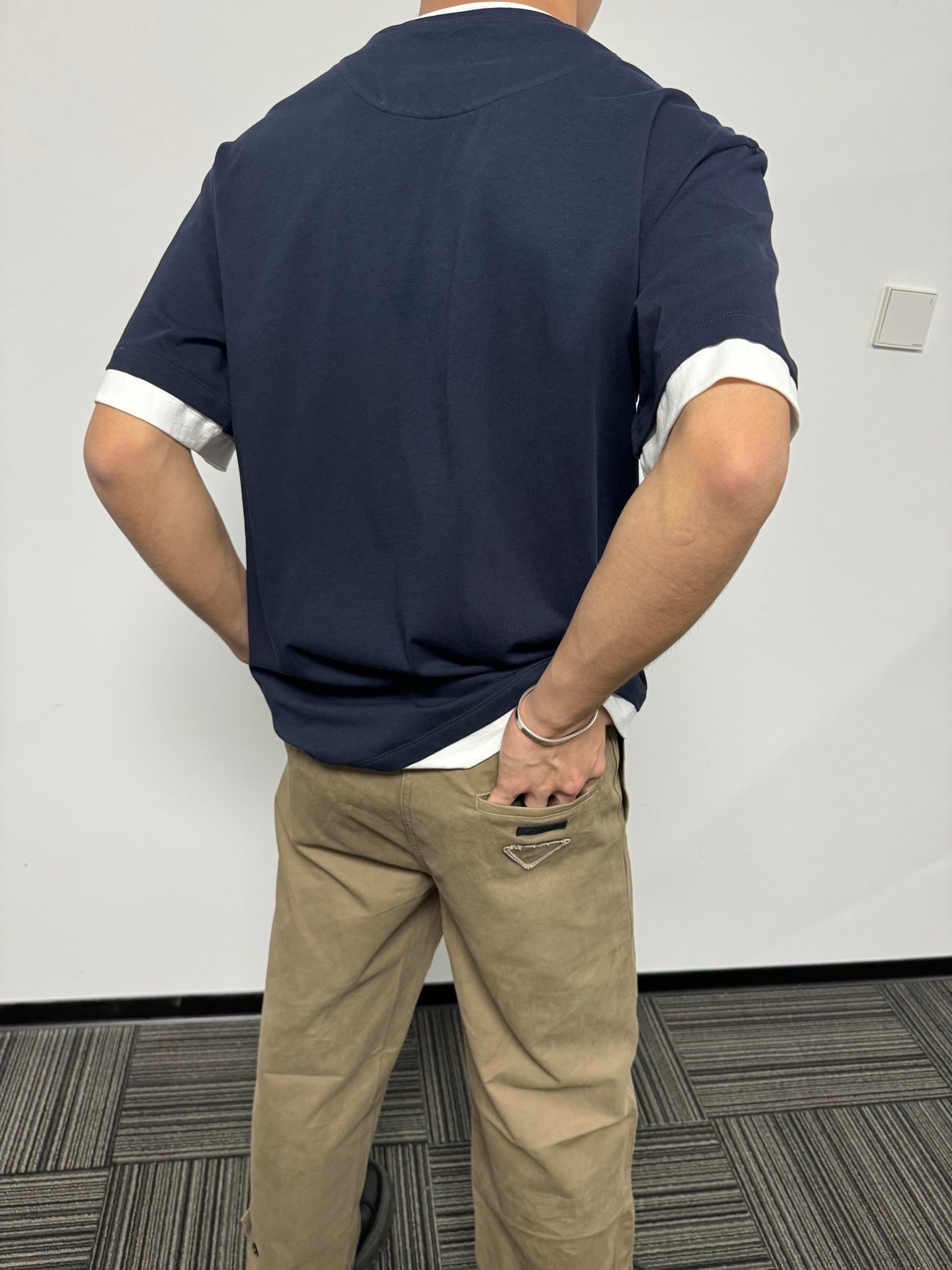 PRADA khaki zipper wide-leg twill trousers