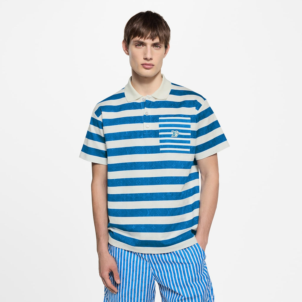 LOUIS VUITTON LV Blue Striped Polo Shirt