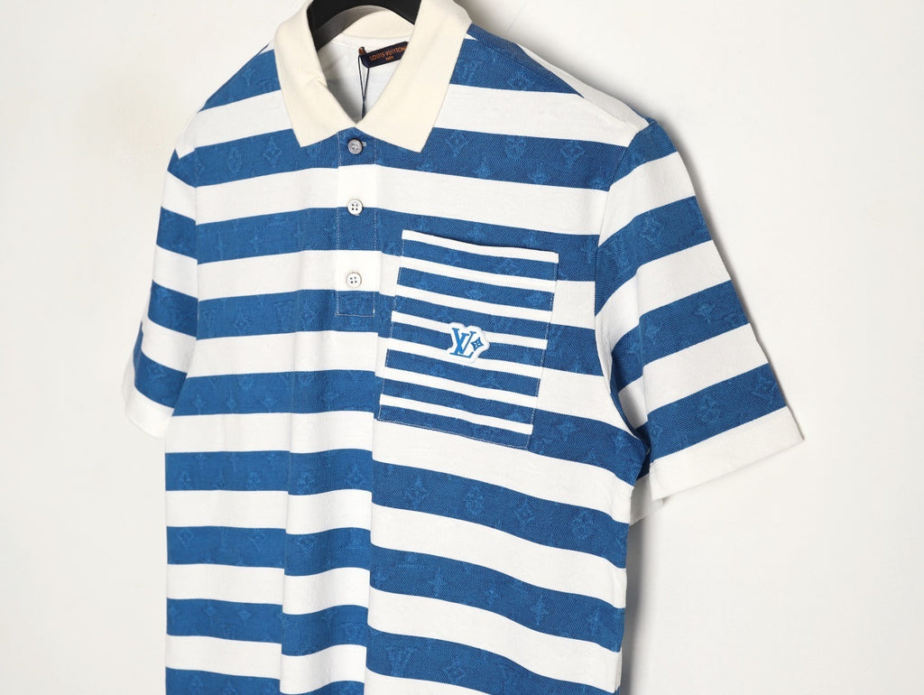 LOUIS VUITTON LV Blue Striped Polo Shirt