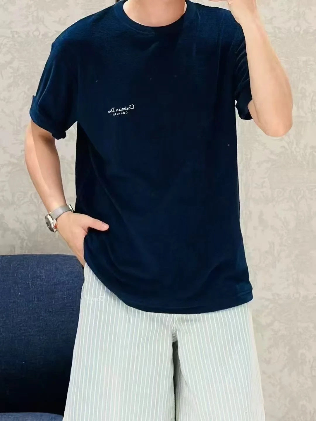 DIOR CD logo terry cloth short-sleeved T-shirt