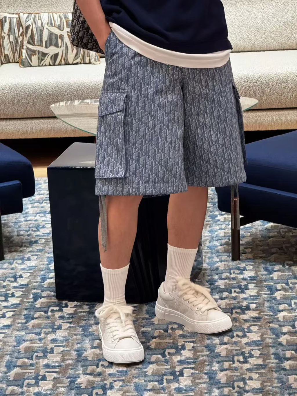 DIOR Dior CD all-over print pocket cargo shorts