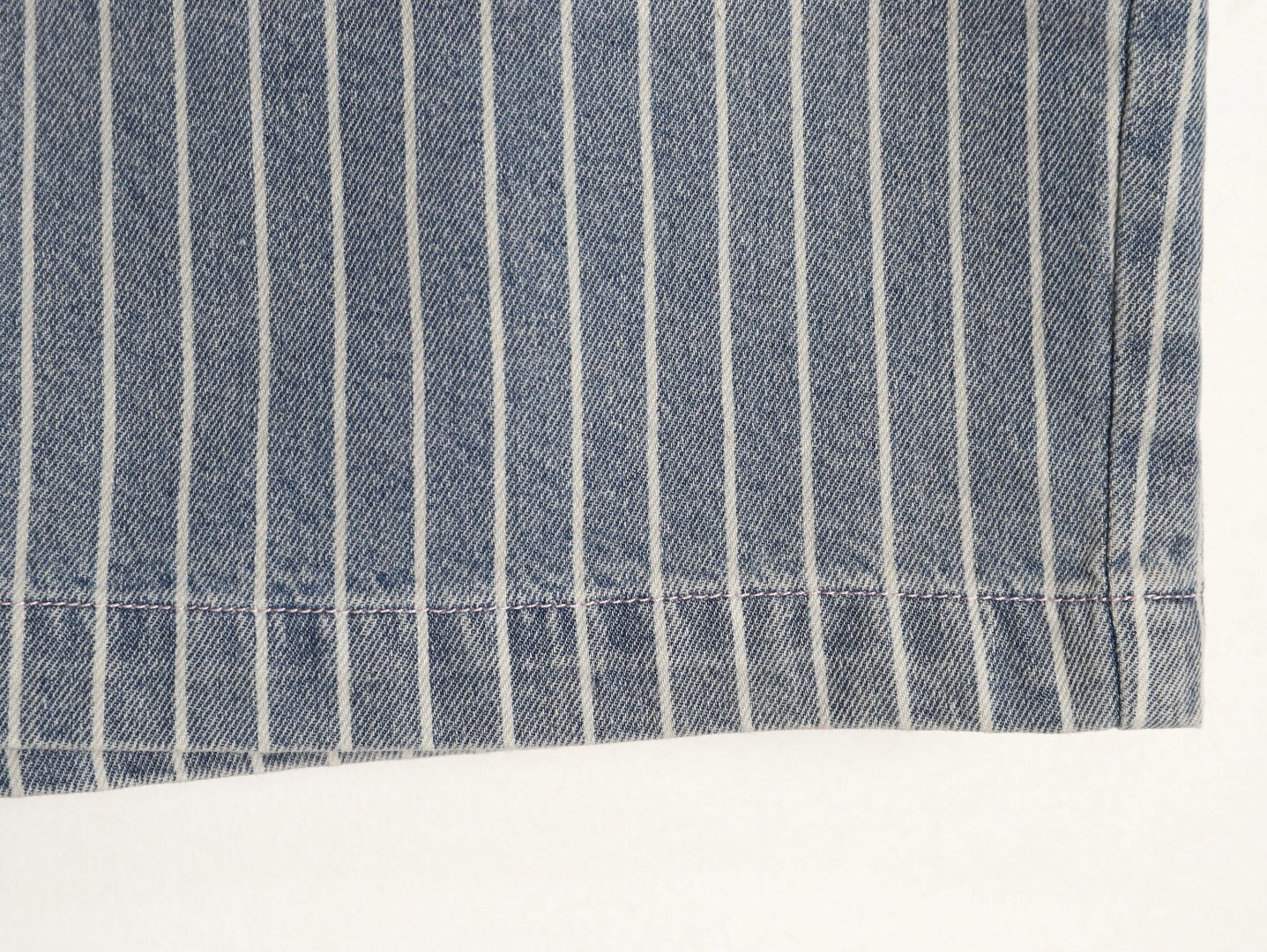 Dior Embroidered Letter Striped Washed Denim Shorts