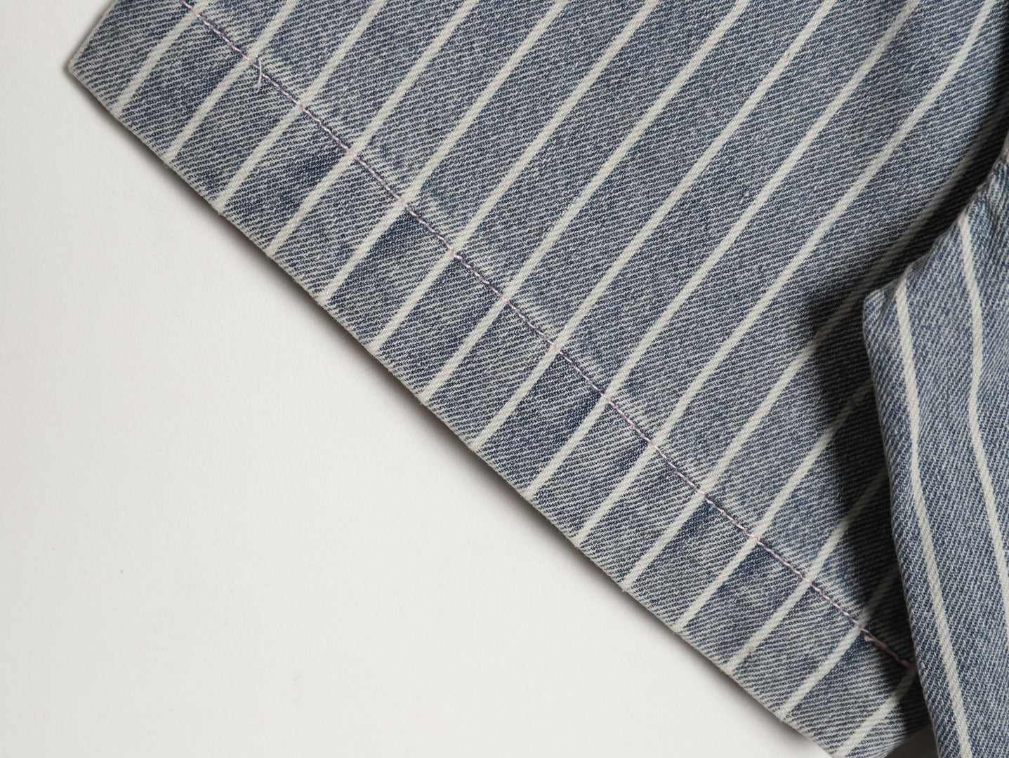 Dior Embroidered Letter Striped Washed Denim Short-Sleeve Shirt