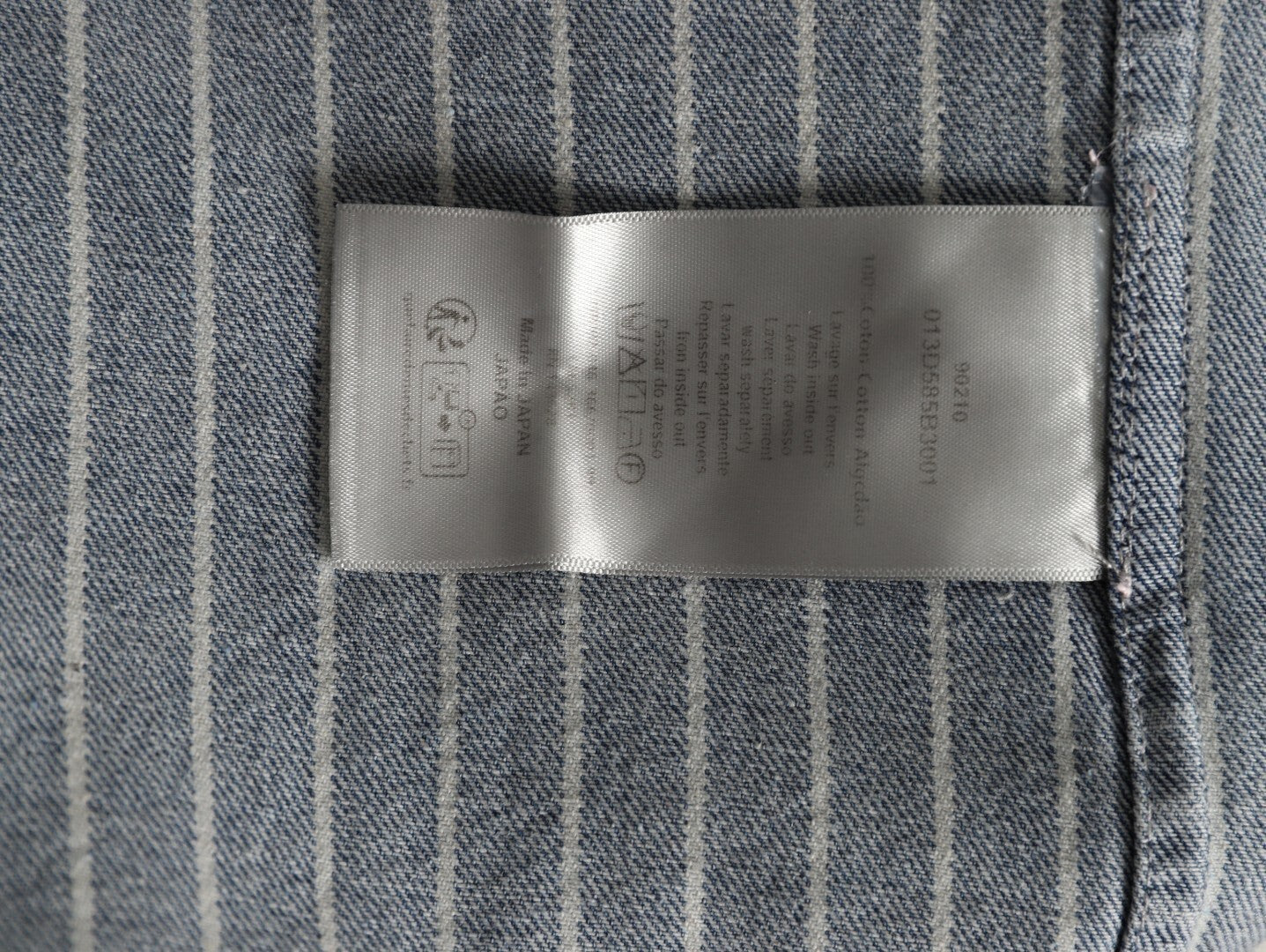 Dior Embroidered Letter Striped Washed Denim Short-Sleeve Shirt