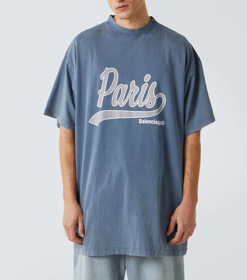 BALENCIAGA Front Enjoy Paris Art Print Washed T-Shirt
