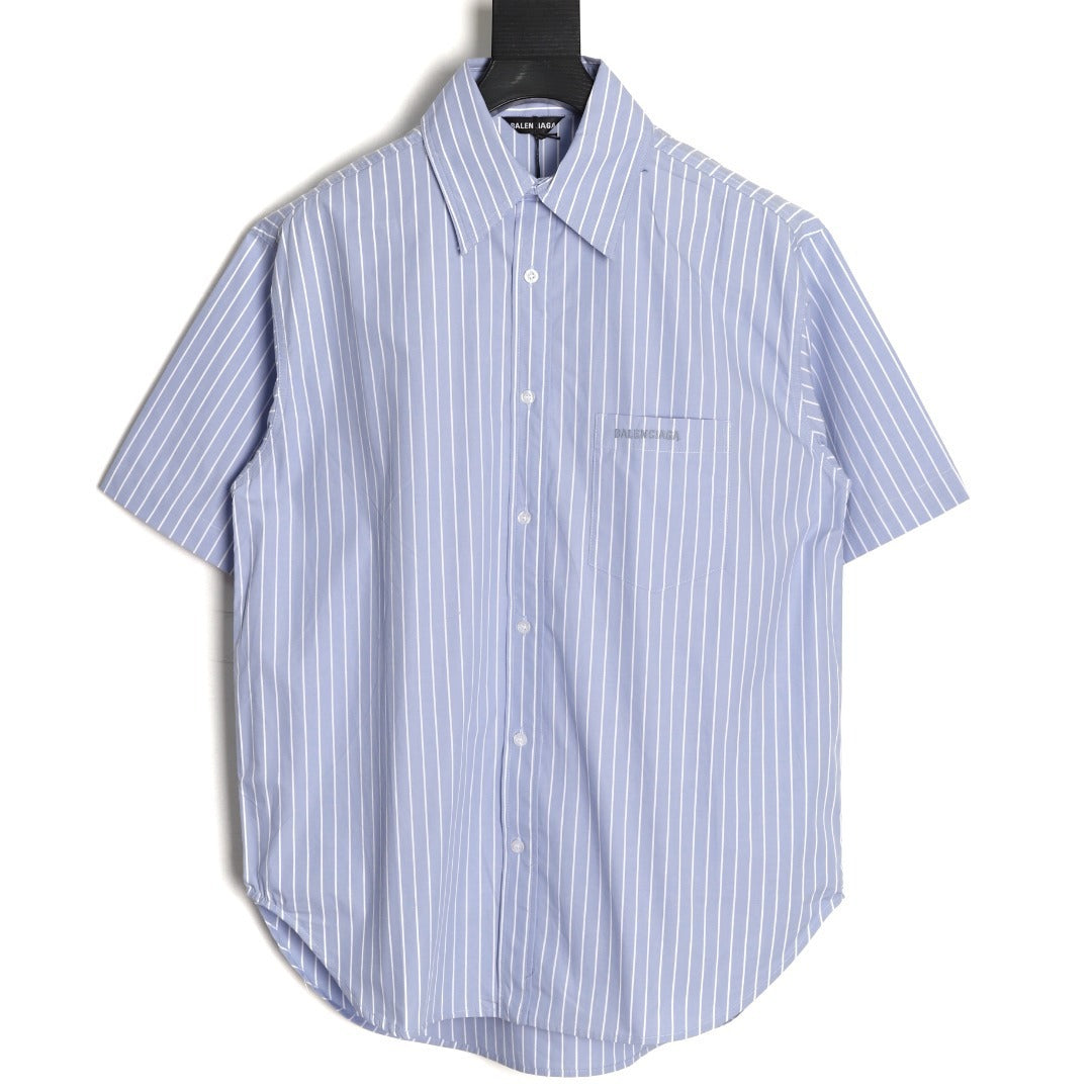 Balenciaga striped shirt with embroidered pockets