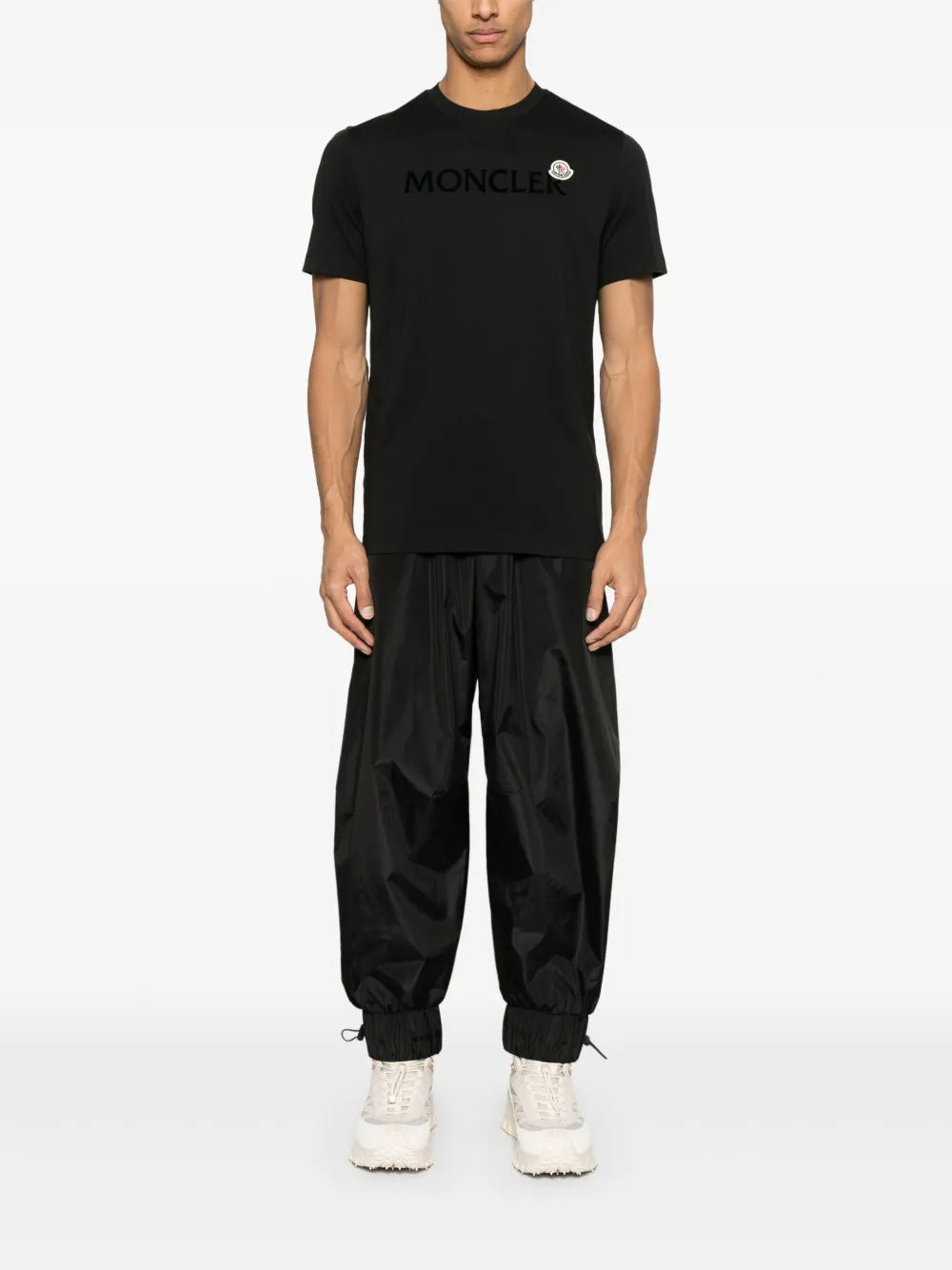 Moncler logo flocked patch short-sleeved T-shirt