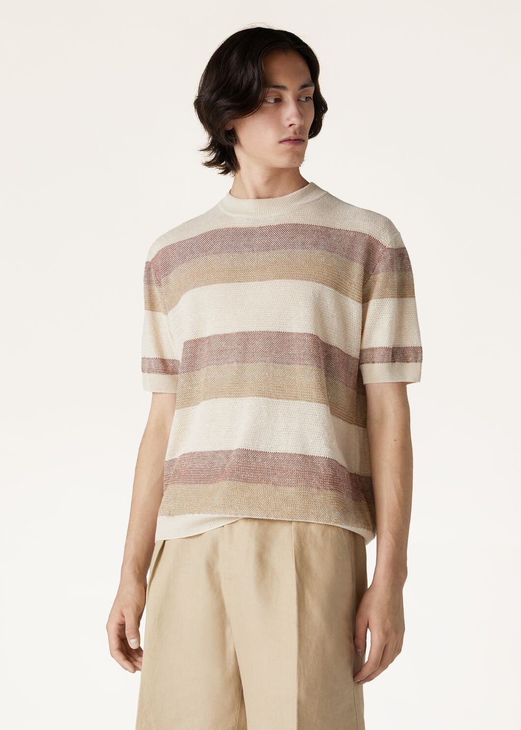Loro Piana Striped Knit Short-Sleeve