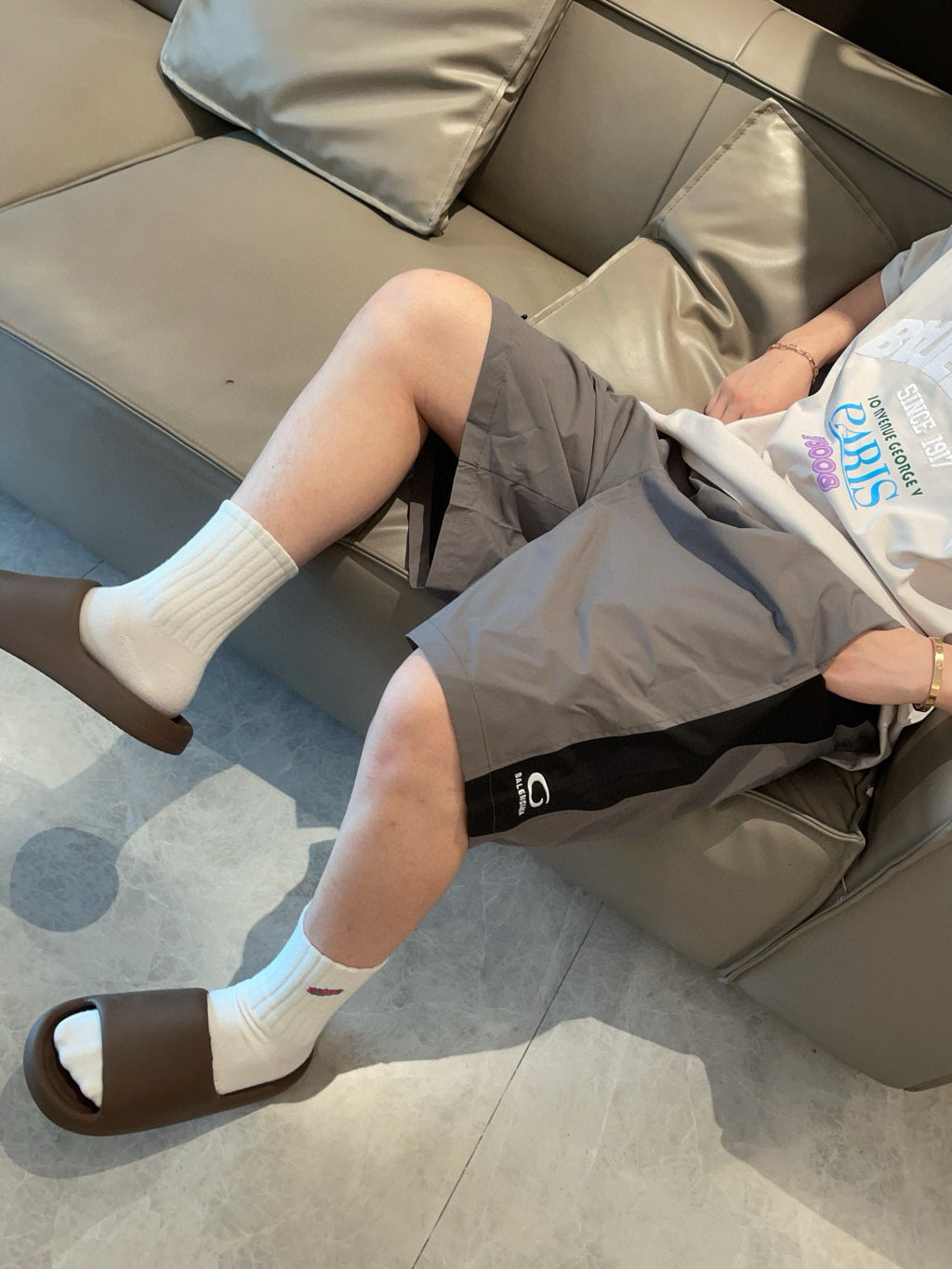 Balenciaga Circular Embroidery Color-Blocked Shorts