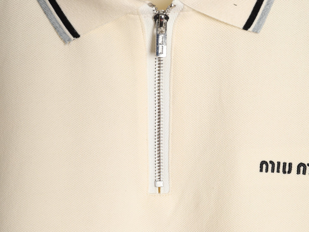 MiuMiu Half-zip Logo Embroidered Polo Shirt