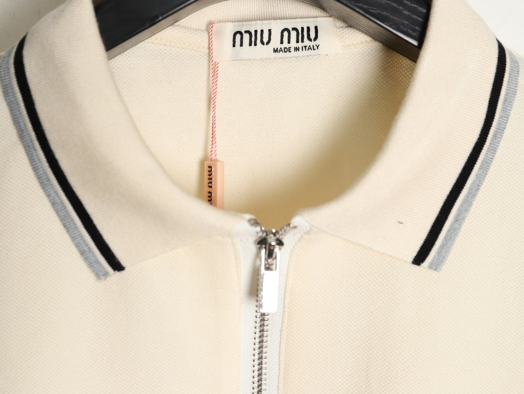 MiuMiu Half-zip Logo Embroidered Polo Shirt