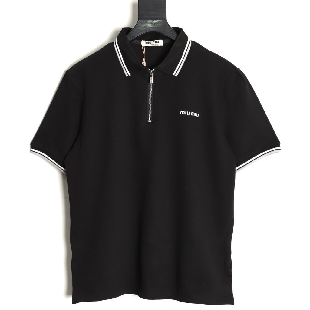 MiuMiu Half-zip Logo Embroidered Polo Shirt