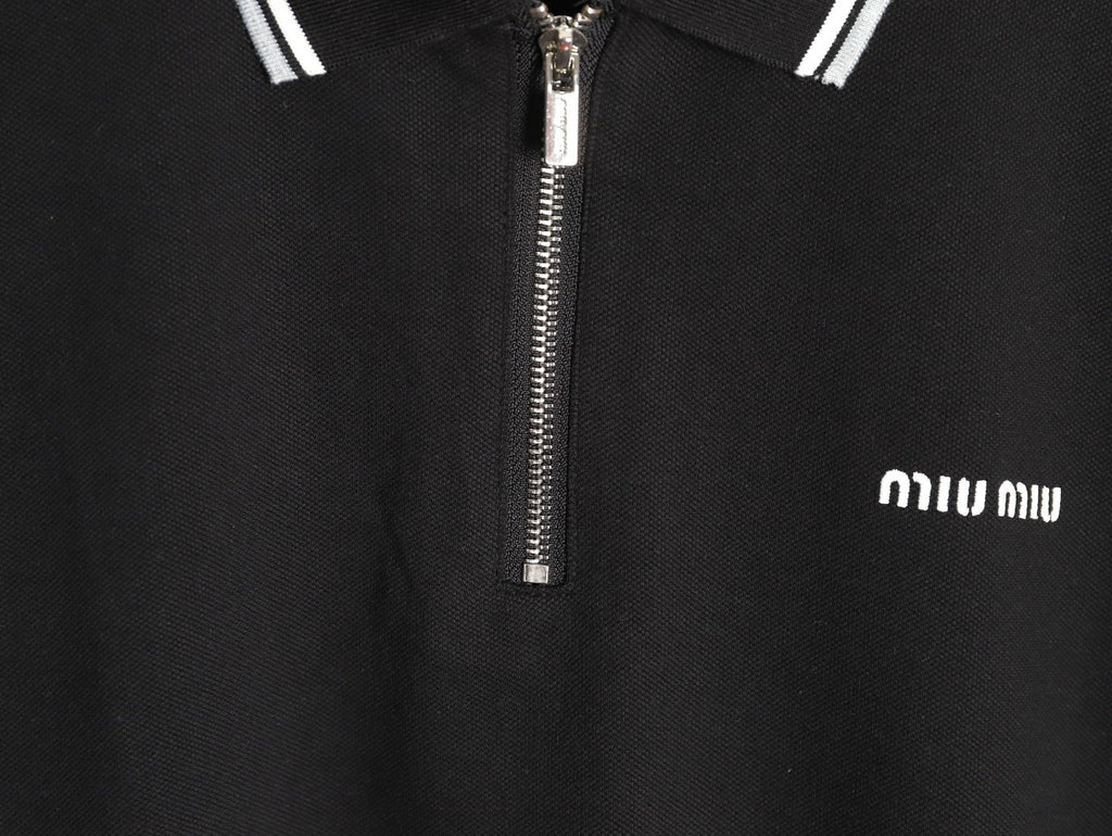 MiuMiu Half-zip Logo Embroidered Polo Shirt
