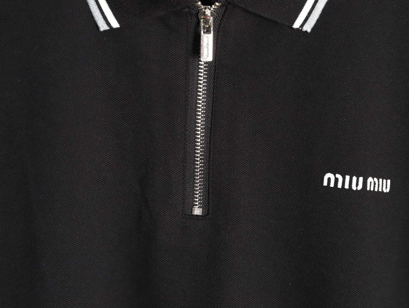 MiuMiu Half-zip Logo Embroidered Polo Shirt