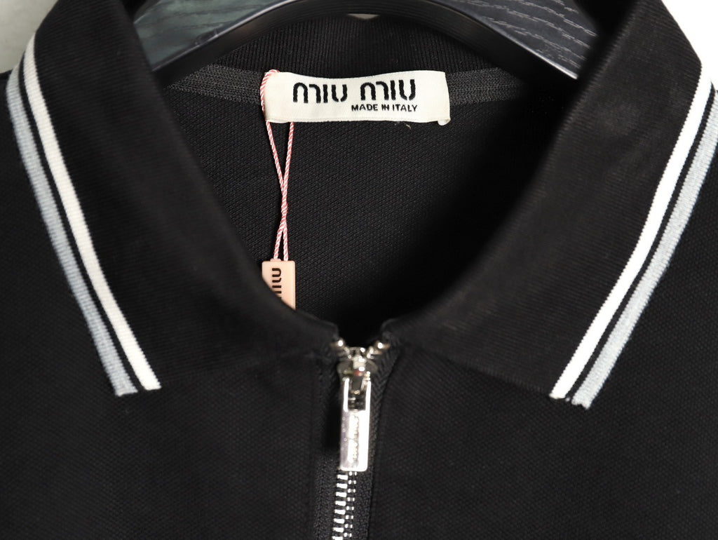 MiuMiu Half-zip Logo Embroidered Polo Shirt