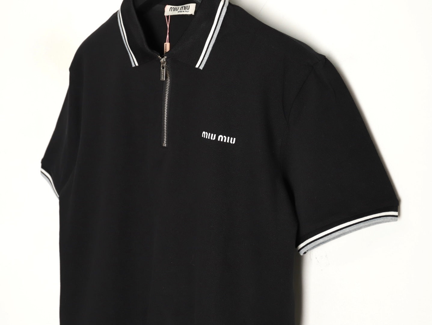 MiuMiu Half-zip Logo Embroidered Polo Shirt