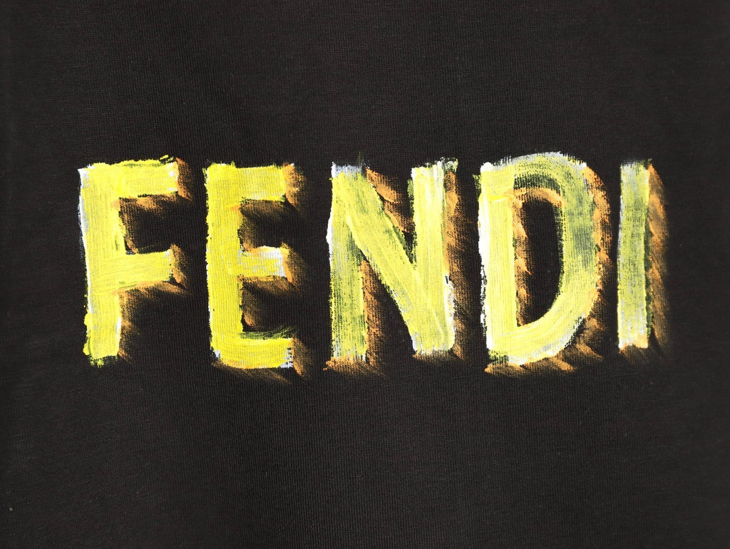 Fendi Hand-Painted Letter Graffiti Print Short-Sleeve T-Shirt