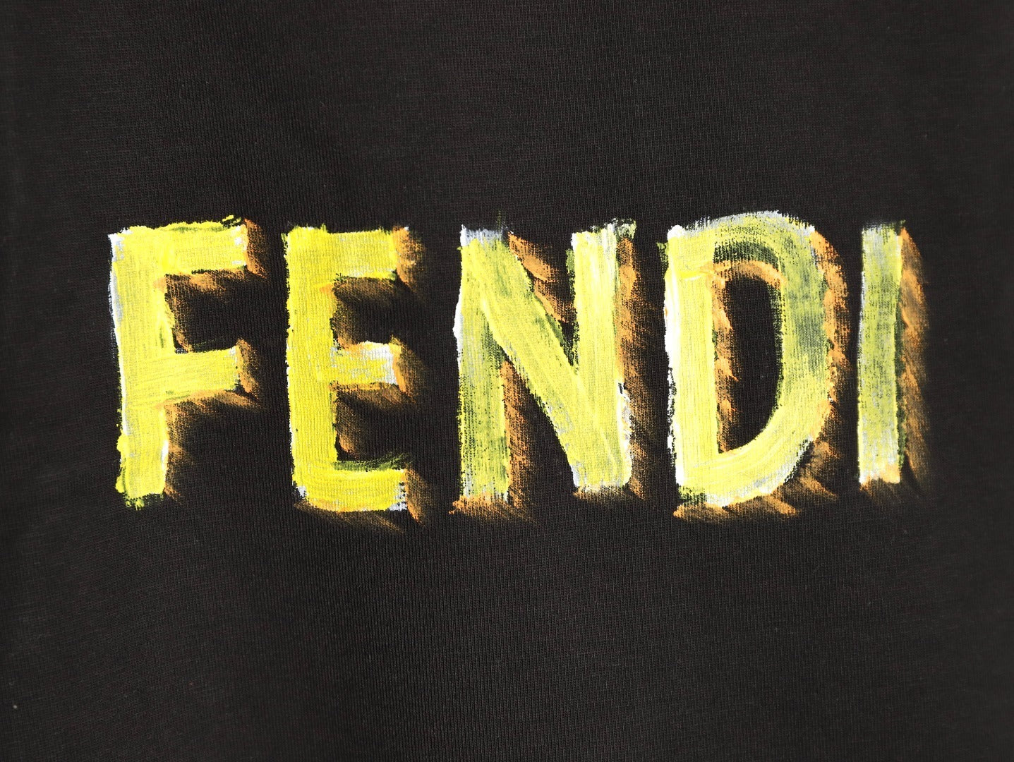 Fendi Hand-Painted Letter Graffiti Print Short-Sleeve T-Shirt