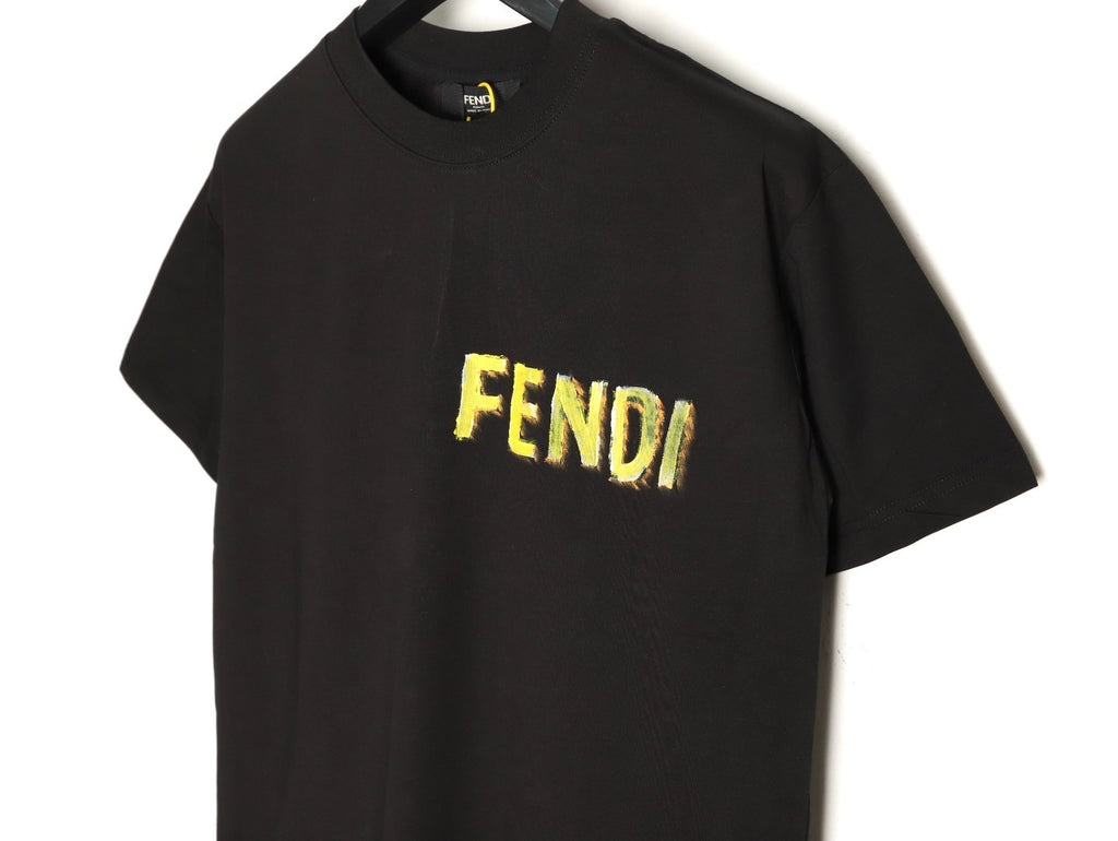 Fendi Hand-Painted Letter Graffiti Print Short-Sleeve T-Shirt