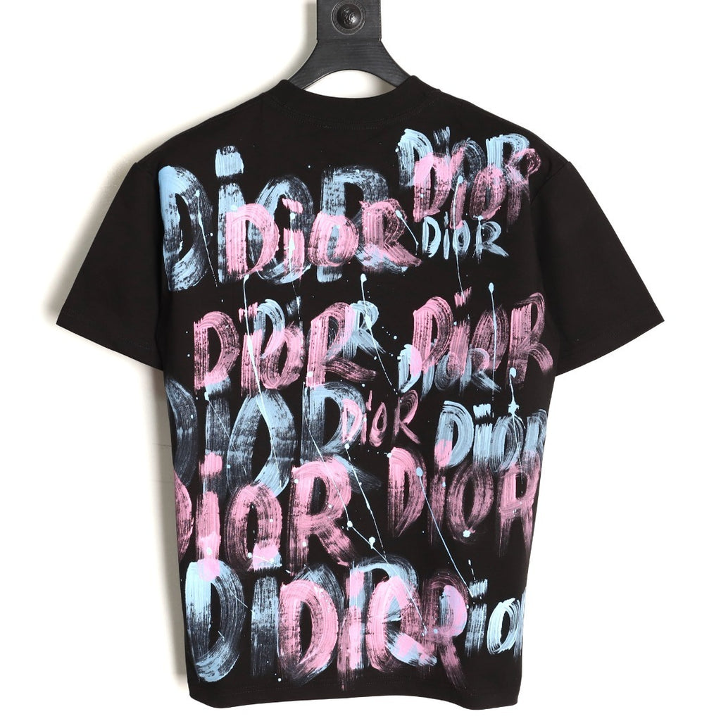 DIOR Graffiti Letter Hand-Painted Print  T-Shirt