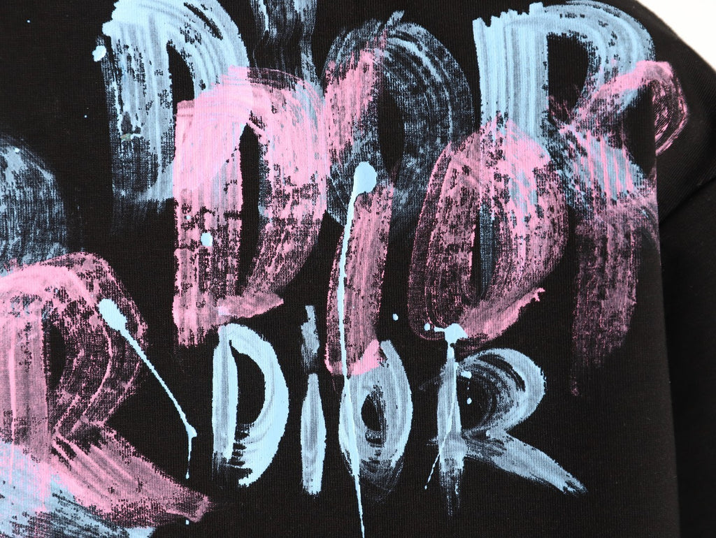 DIOR Graffiti Letter Hand-Painted Print  T-Shirt