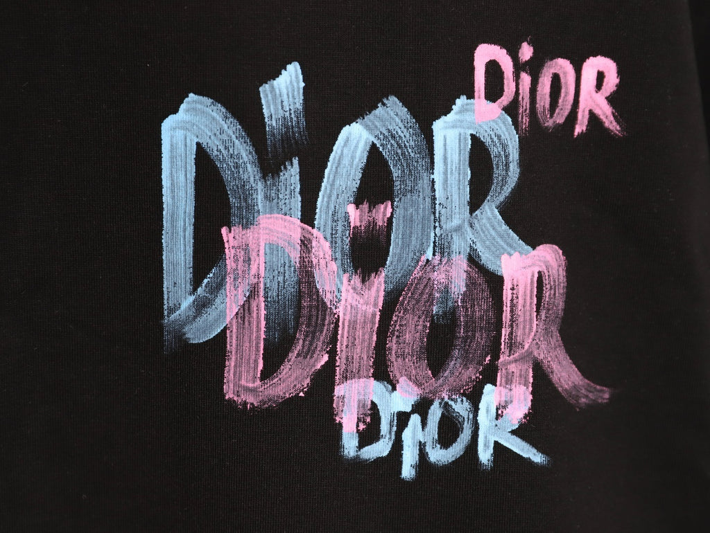 DIOR Graffiti Letter Hand-Painted Print  T-Shirt