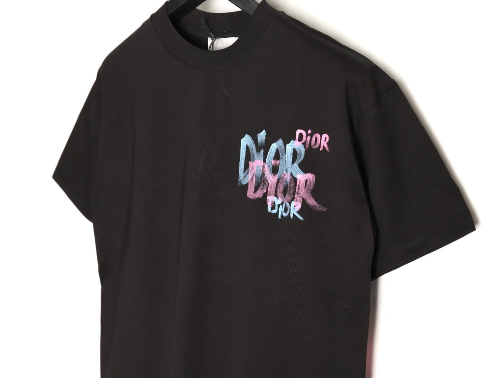 DIOR Graffiti Letter Hand-Painted Print  T-Shirt