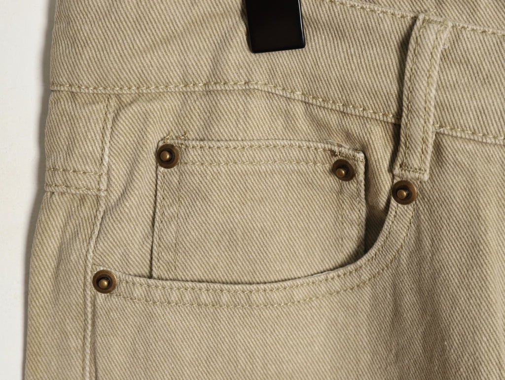 Miu Miu Solid Color Straight Leg Pants with Back Pocket Logo