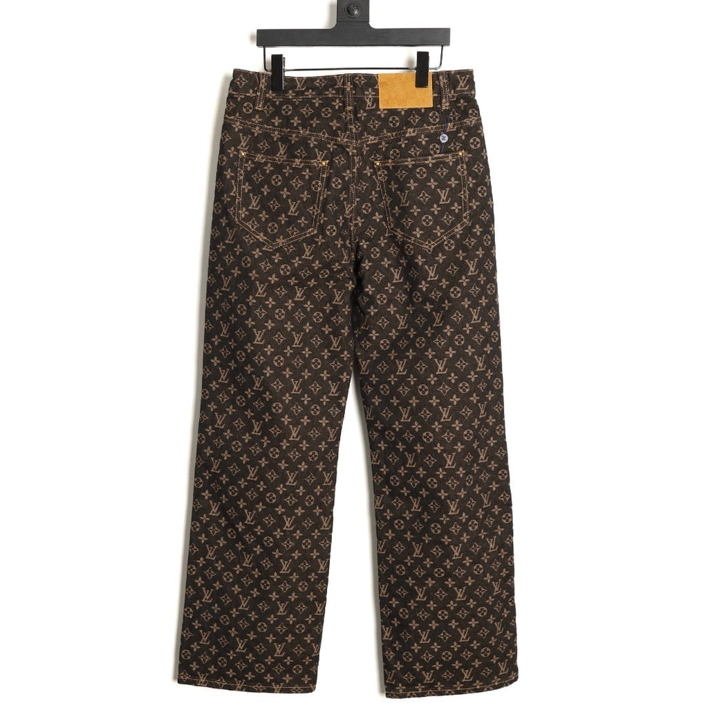 Louis Vuitton (LV) all-over print brown jeans