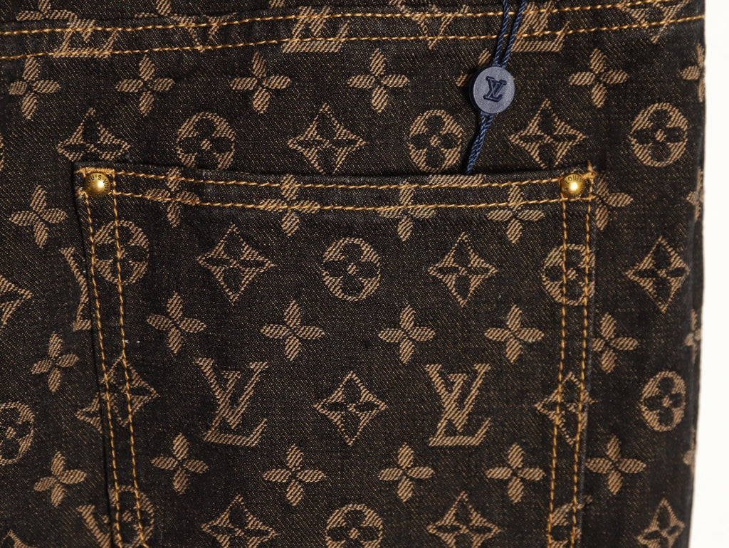 Louis Vuitton (LV) all-over print brown jeans
