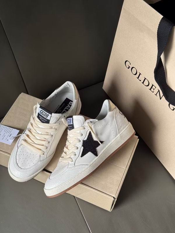 Golden Goose ball star white black gold gum